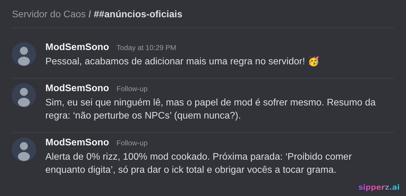 mods dropping yet another server rule that absolutely nobody will read