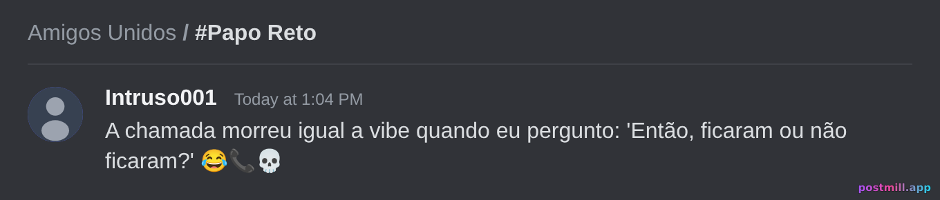 voice call morre quando alguém pergunta 'vocês já ficaram ou não ficaram'