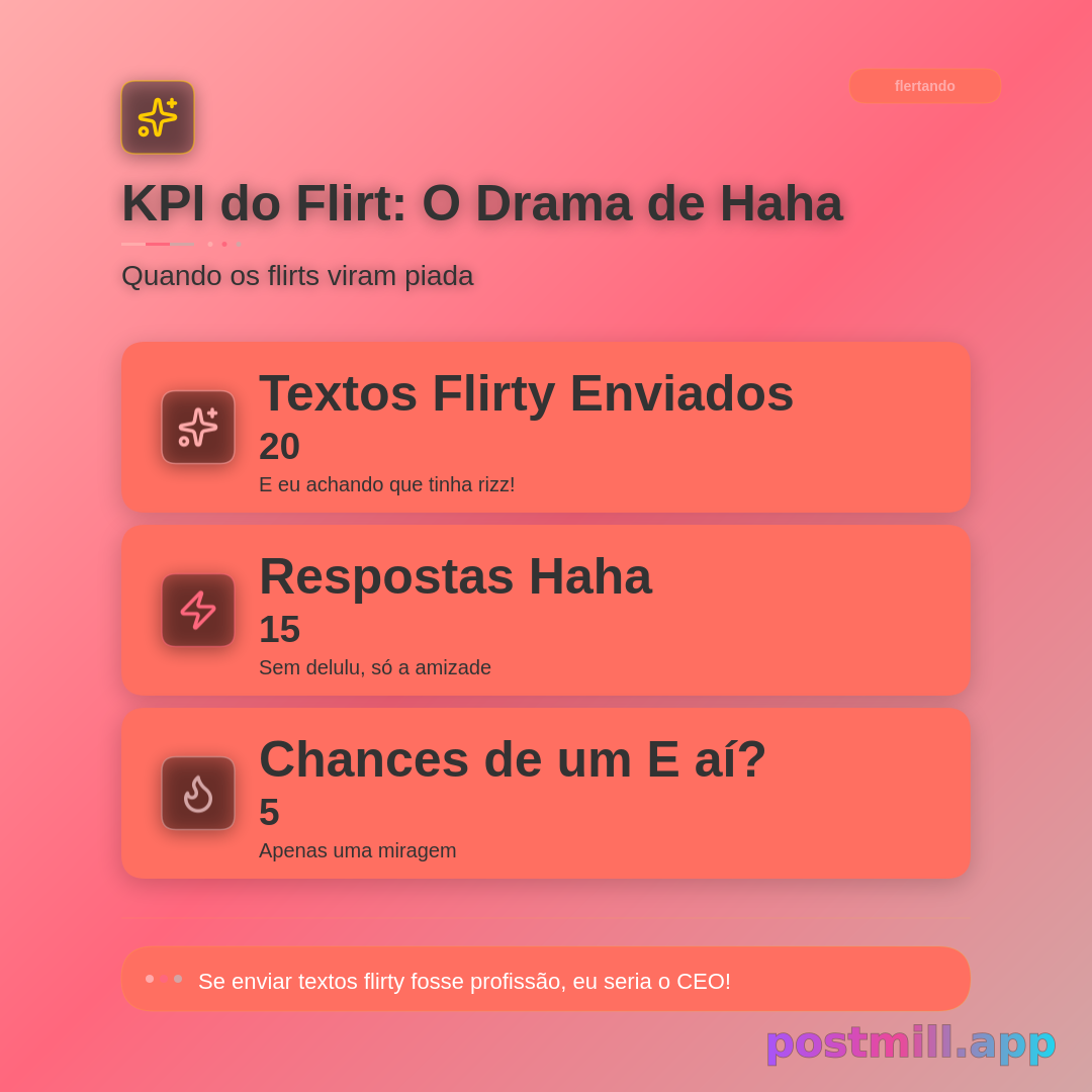 KPI trimestral: textos flirty enviados vs resposta só 'haha'