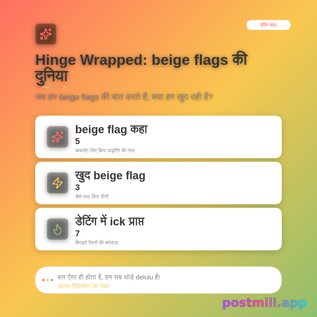Hinge Wrapped: kitni baar 'beige flag' bola vs khud wahi beige flag tha