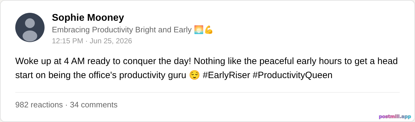 humble brag about waking at 4am while clearly unhinged