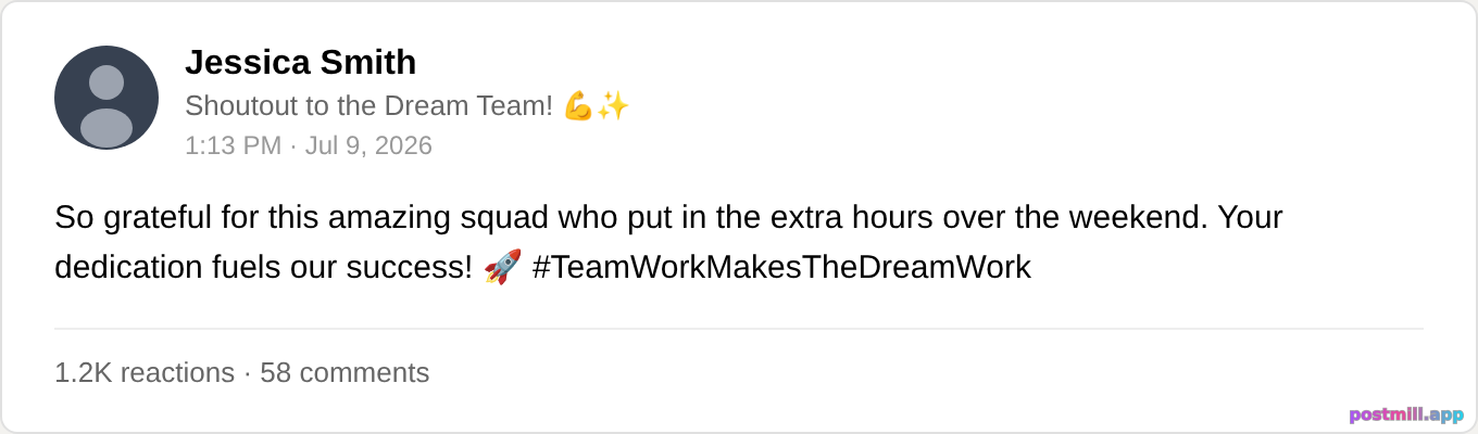founder thanking the team for grinding all weekend (unpaid, very inspiring)