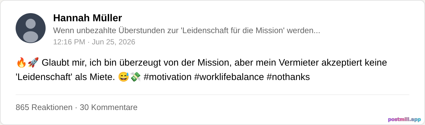 recruiter calling unpaid overtime 'passion for the mission'