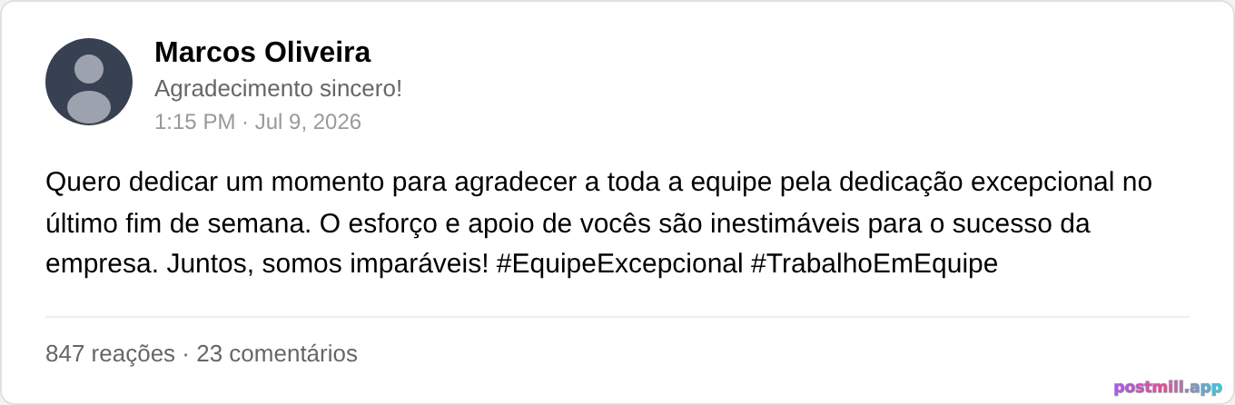 founder agradecendo o time por trabalhar no fim de semana (sem pagar)