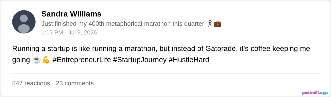 comparing running a startup to a marathon for the 400th time this quarter