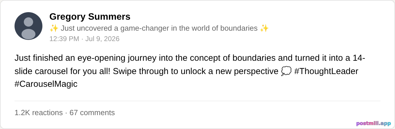 thought leader discovers boundaries and makes it a 14-slide carousel