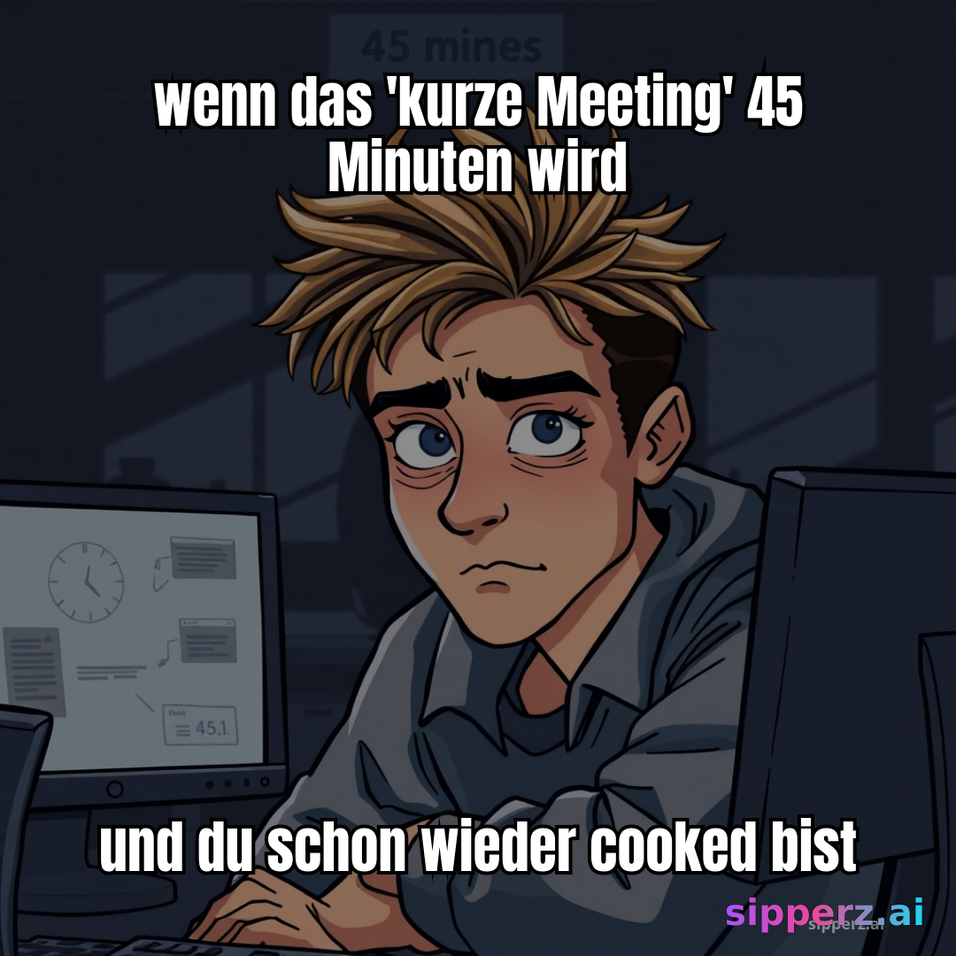 wenn das 'kurze Meeting' 45 Minuten wird und du schon wieder cooked bist