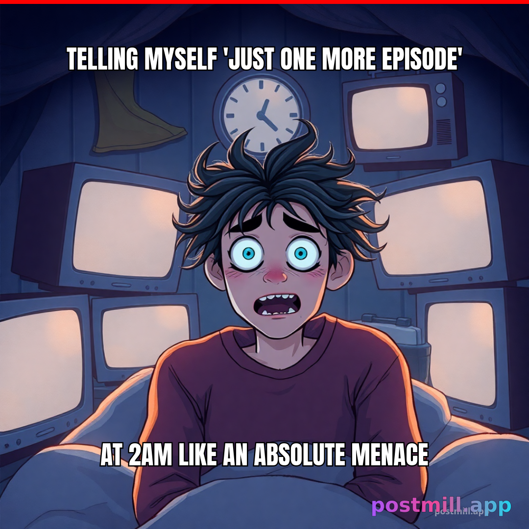 telling myself 'just one more episode' at 2am like an absolute menace