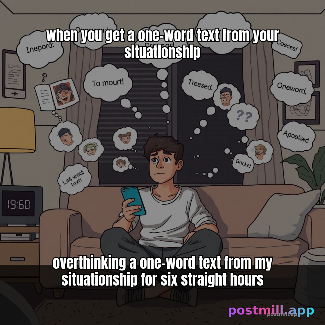 overthinking a one-word text from my situationship for six straight hours