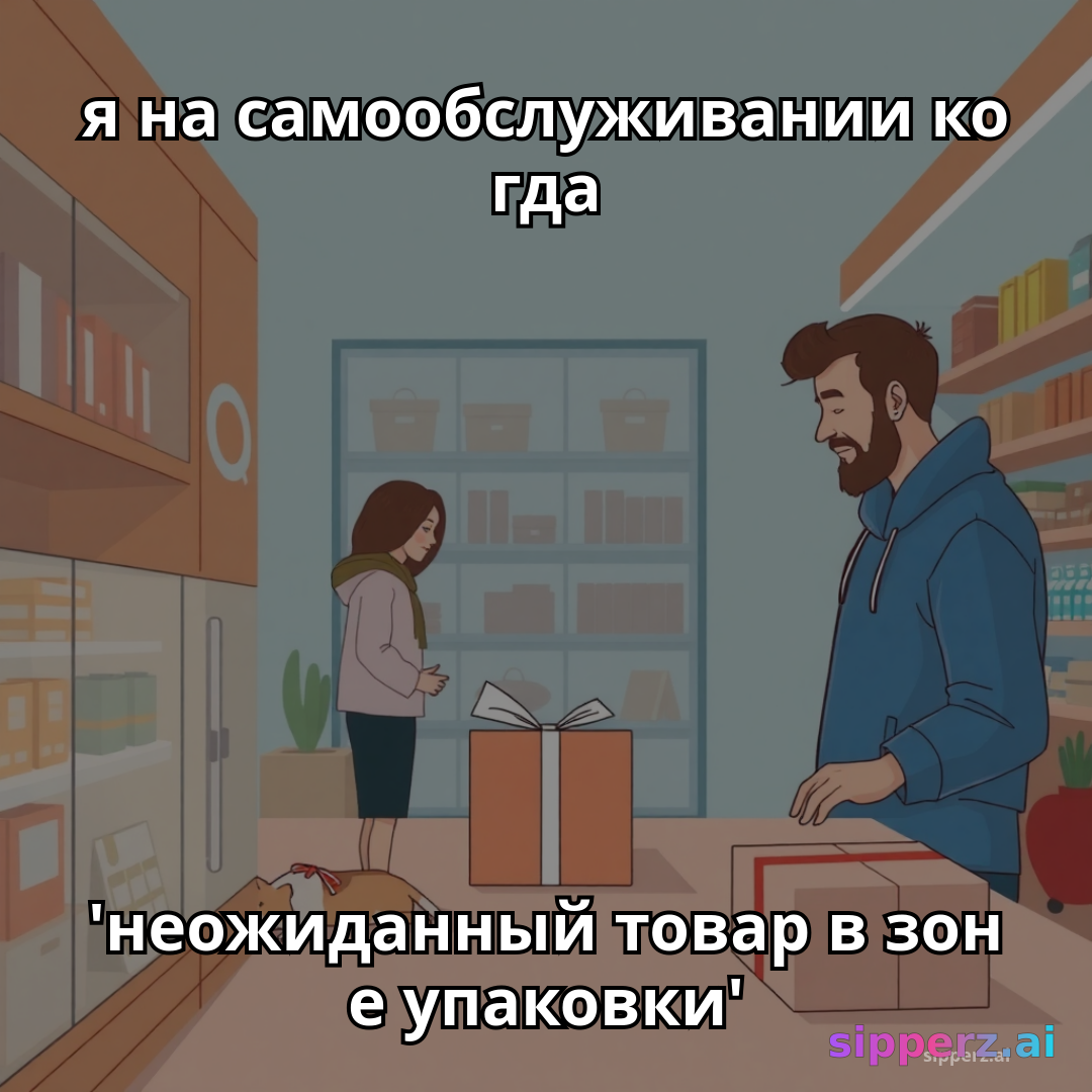 я на самообслуживании когда 'неожиданный товар в зоне упаковки'