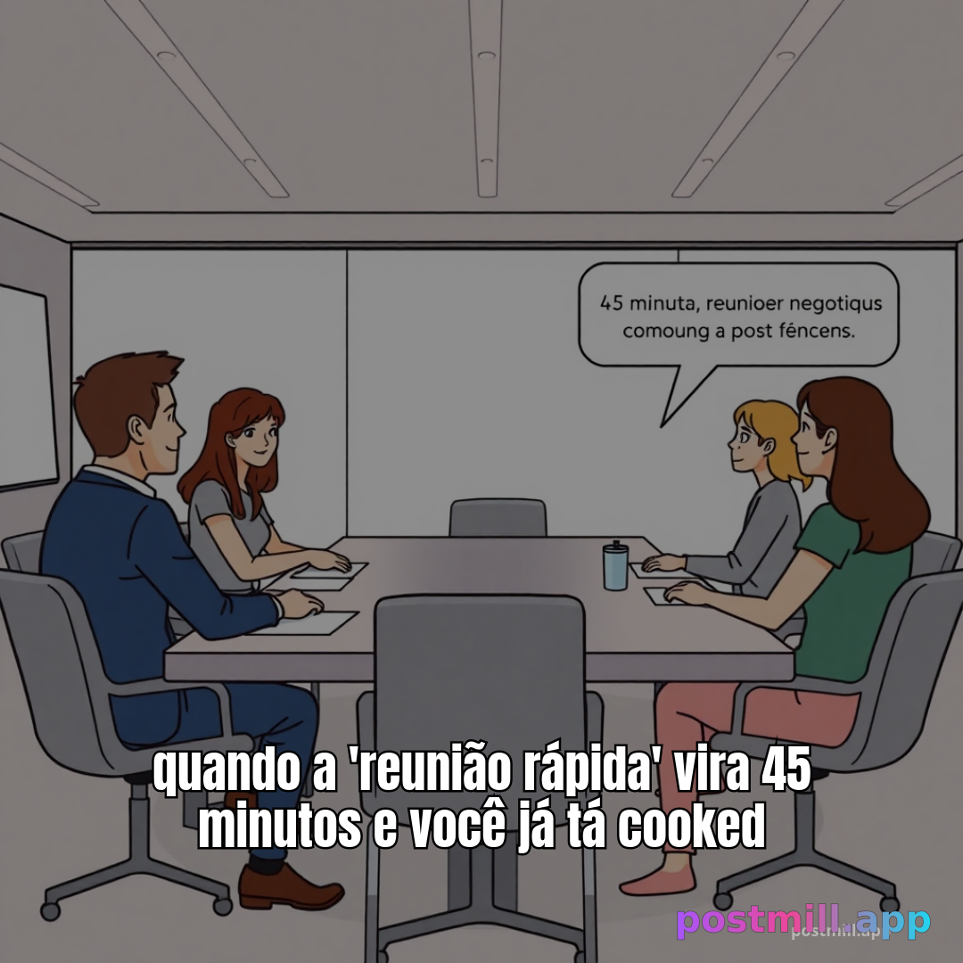 quando a 'reunião rápida' vira 45 minutos e você já tá cooked