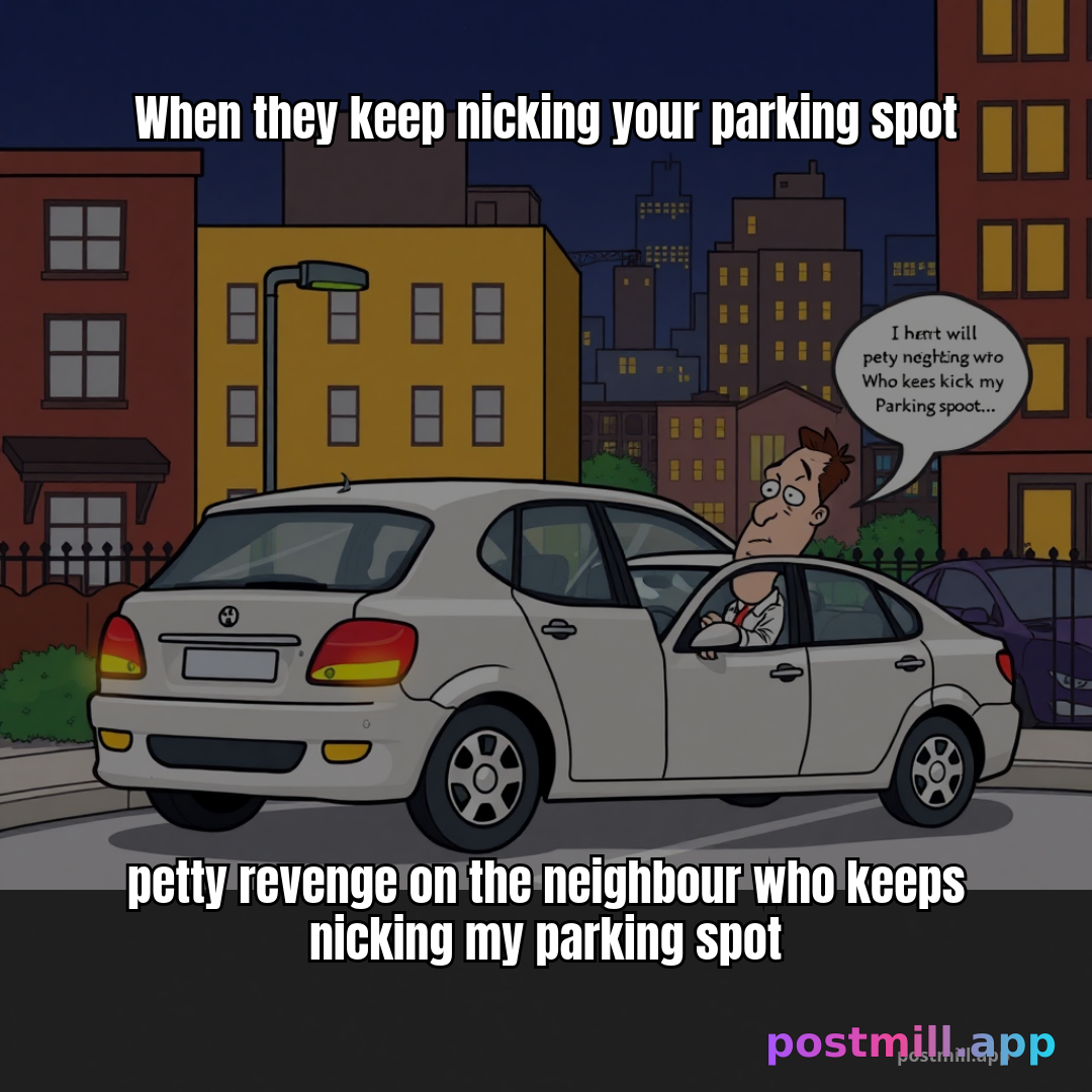 petty revenge on the neighbour who keeps nicking my parking spot