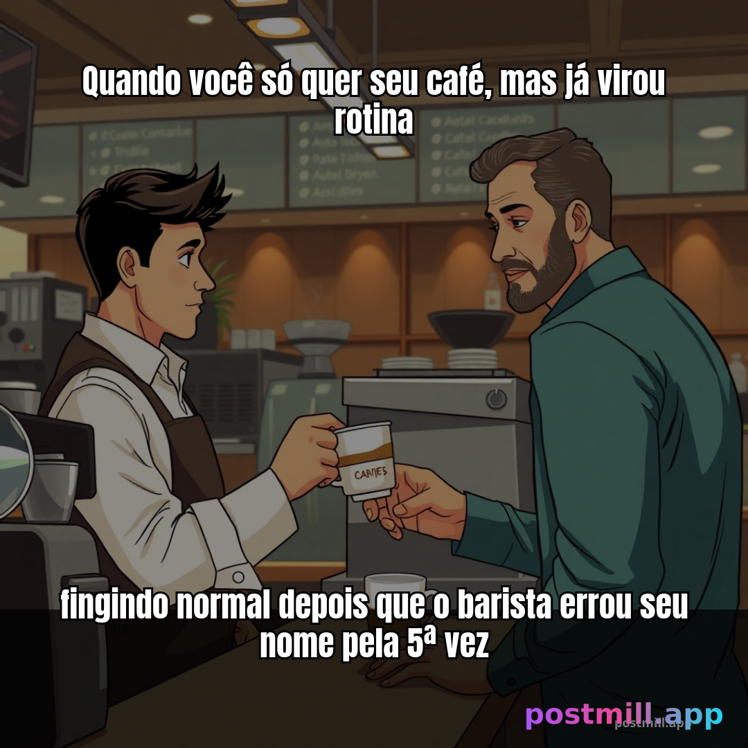 fingindo normal depois que o barista errou seu nome pela 5ª vez