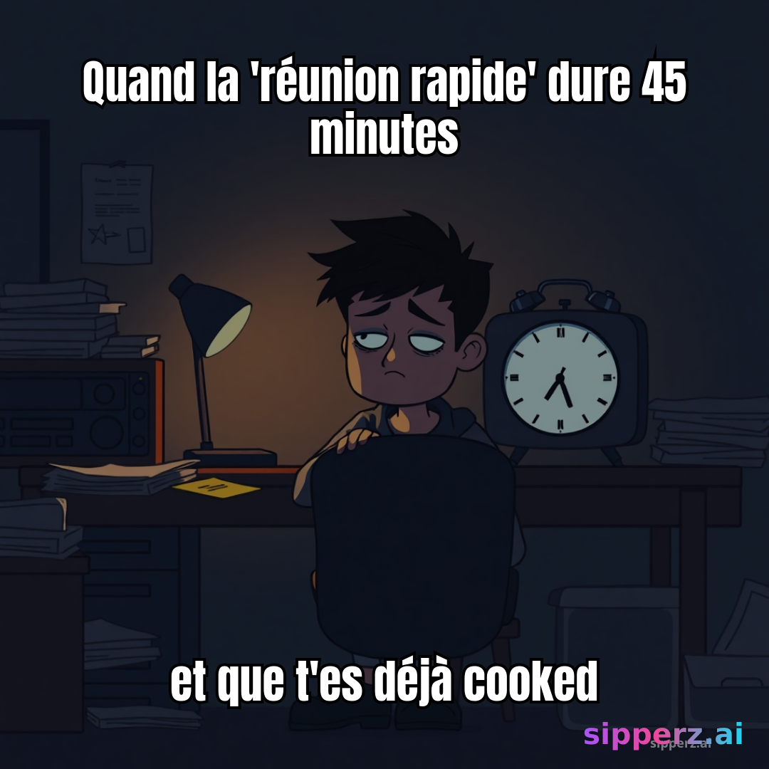 quand la 'réunion rapide' dure 45 minutes et que t'es déjà cooked