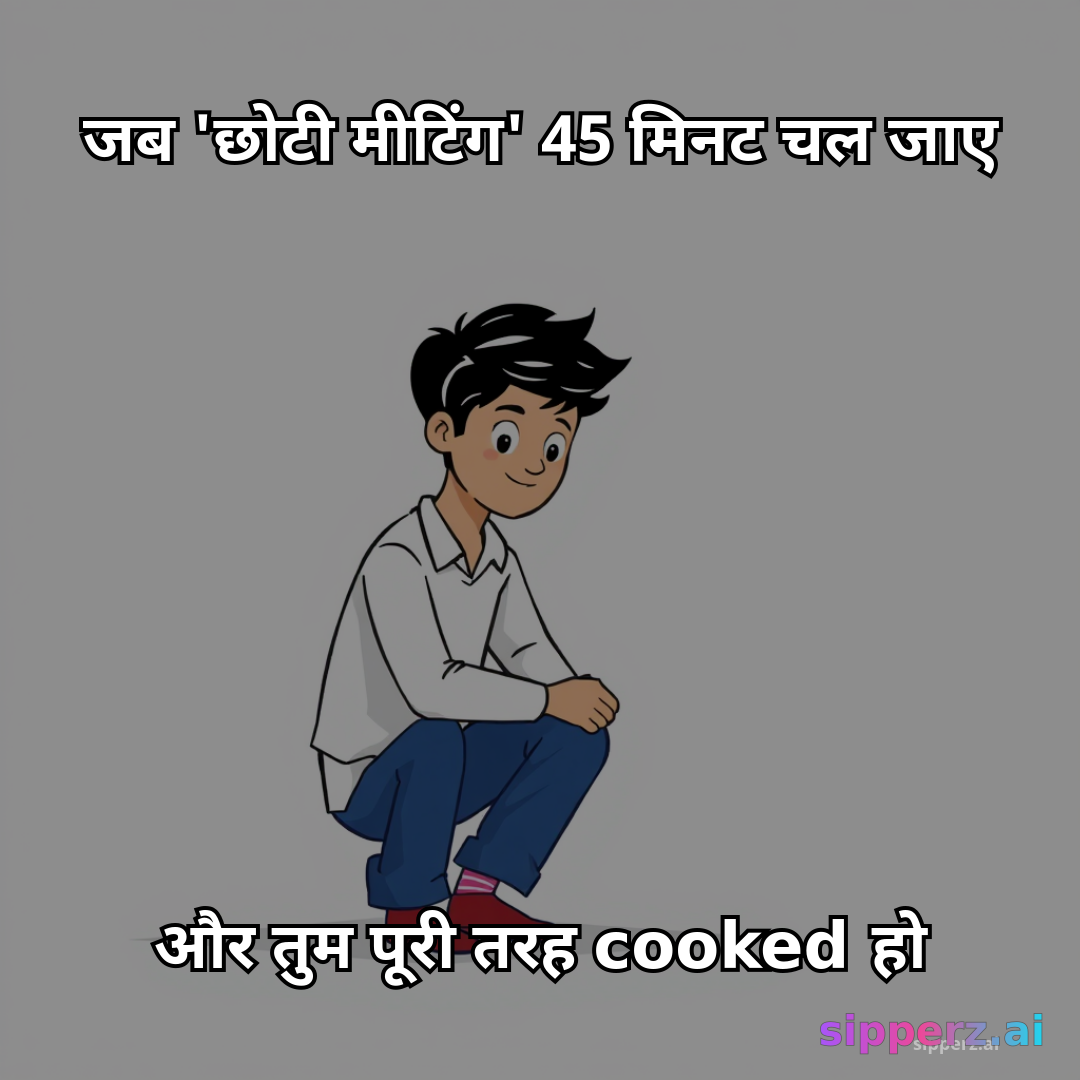 जब 'छोटी मीटिंग' 45 मिनट चल जाए और तुम पूरी तरह cooked हो