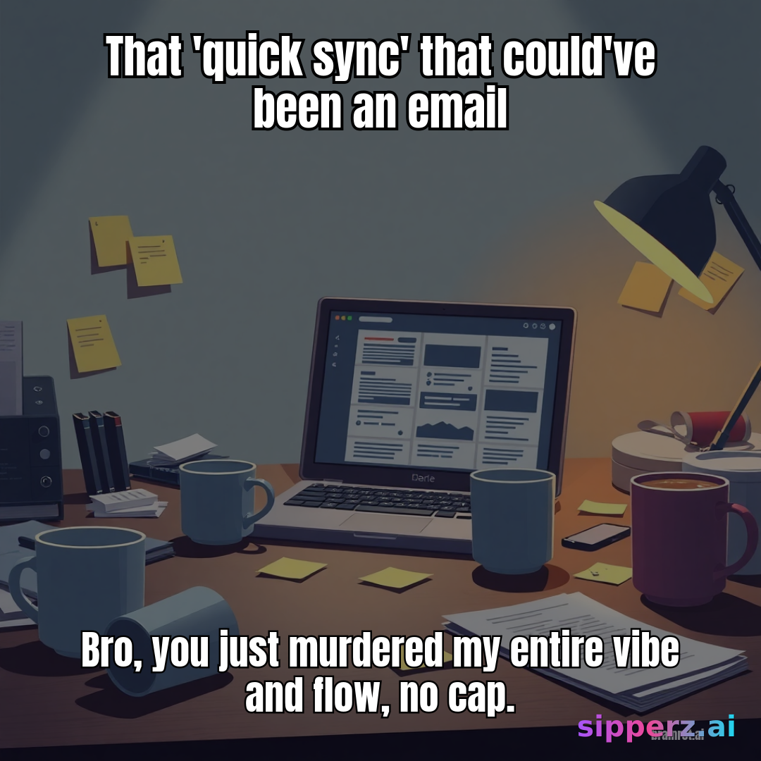 when the 'quick sync' that could've been an email kills my whole flow, no cap