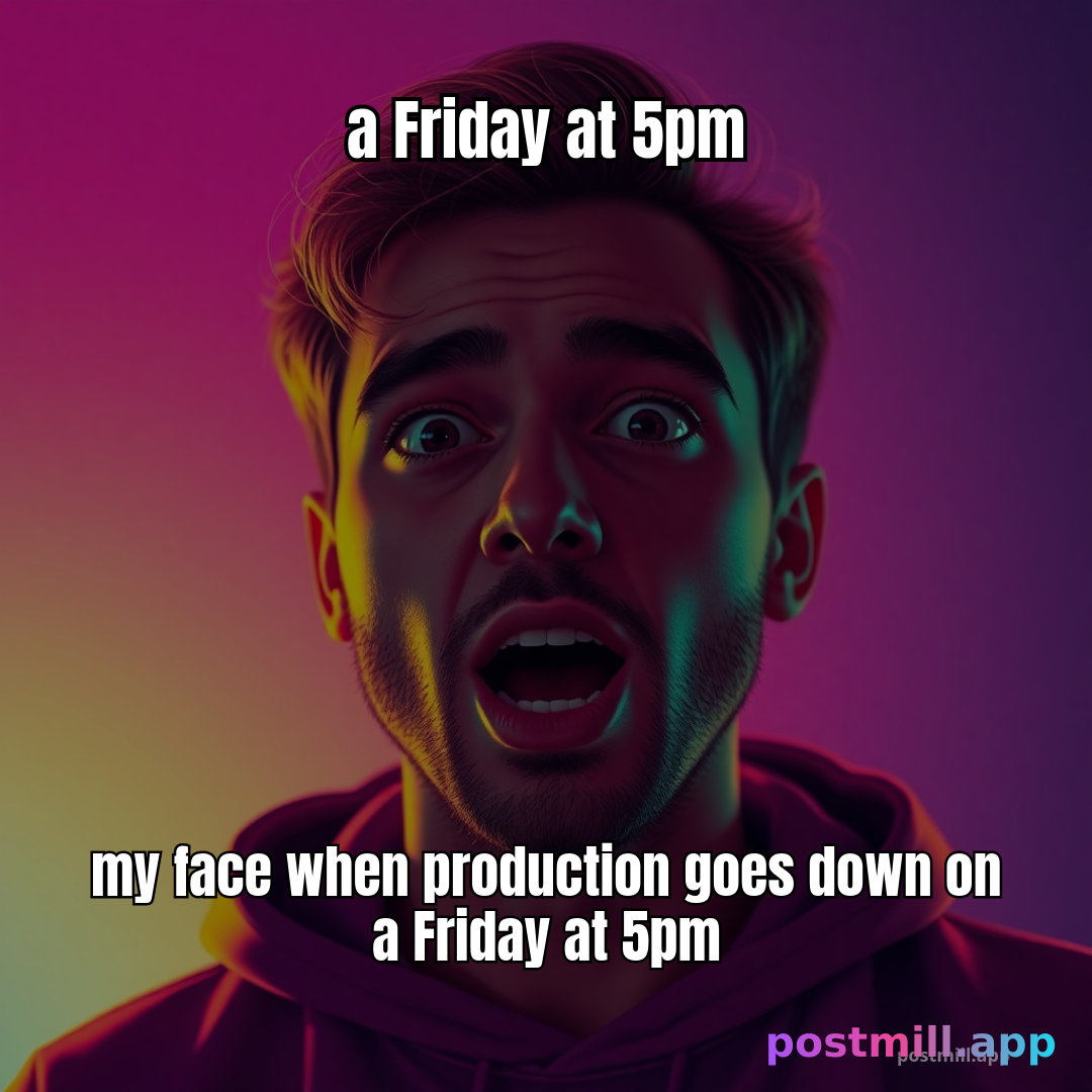 my face when production goes down on a Friday at 5pm