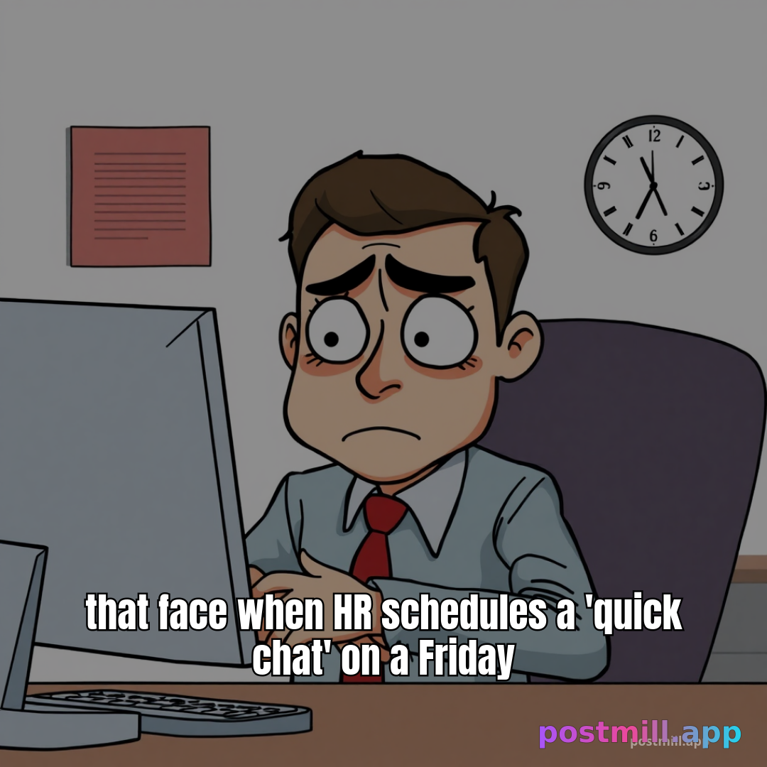 that face when HR schedules a 'quick chat' on a Friday