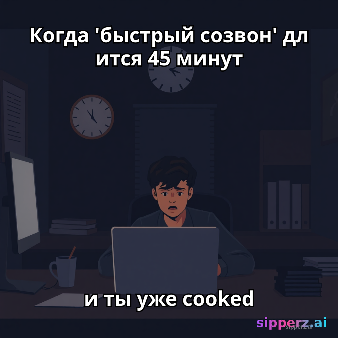 когда 'быстрый созвон' длится 45 минут и ты уже cooked