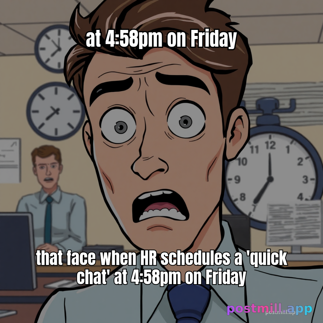 that face when HR schedules a 'quick chat' at 4:58pm on Friday