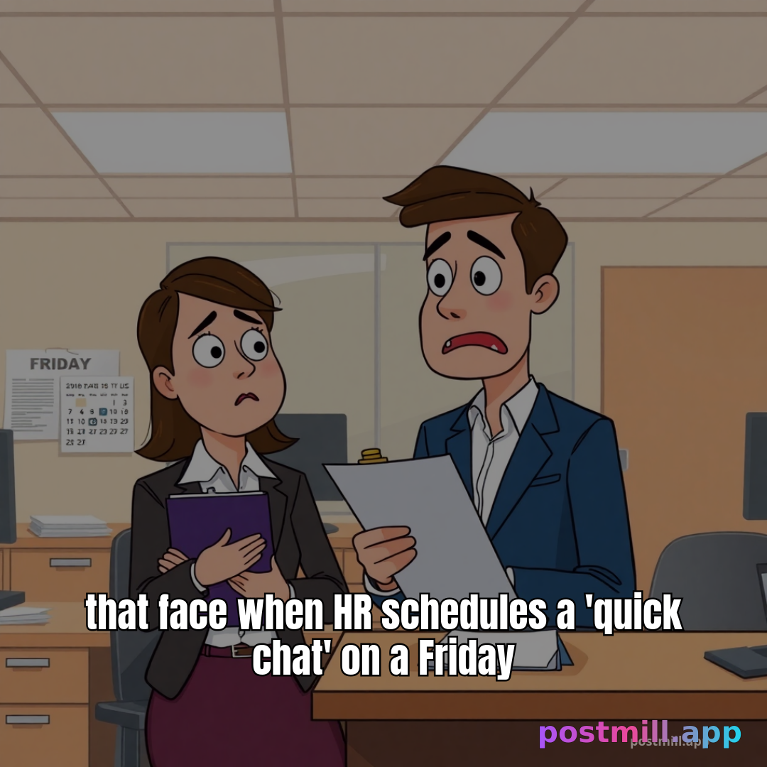 that face when HR schedules a 'quick chat' on a Friday