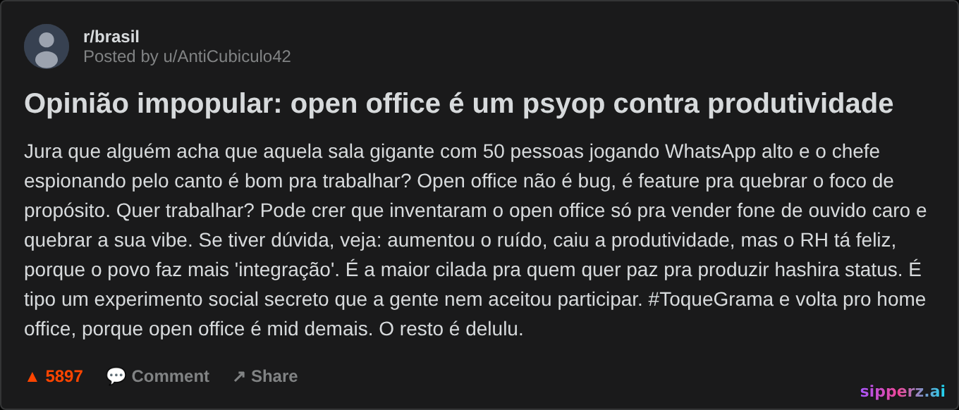 opinião impopular: open office é psyop contra produtividade