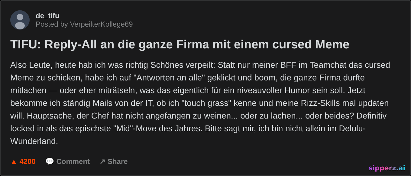 TIFU: Reply-All an die ganze Firma mit einem cursed Meme