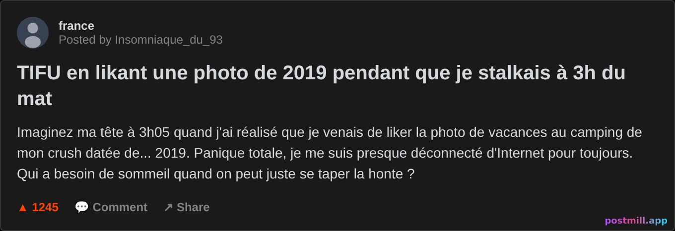 TIFU by liking a 2019 photo while stalking at 3am