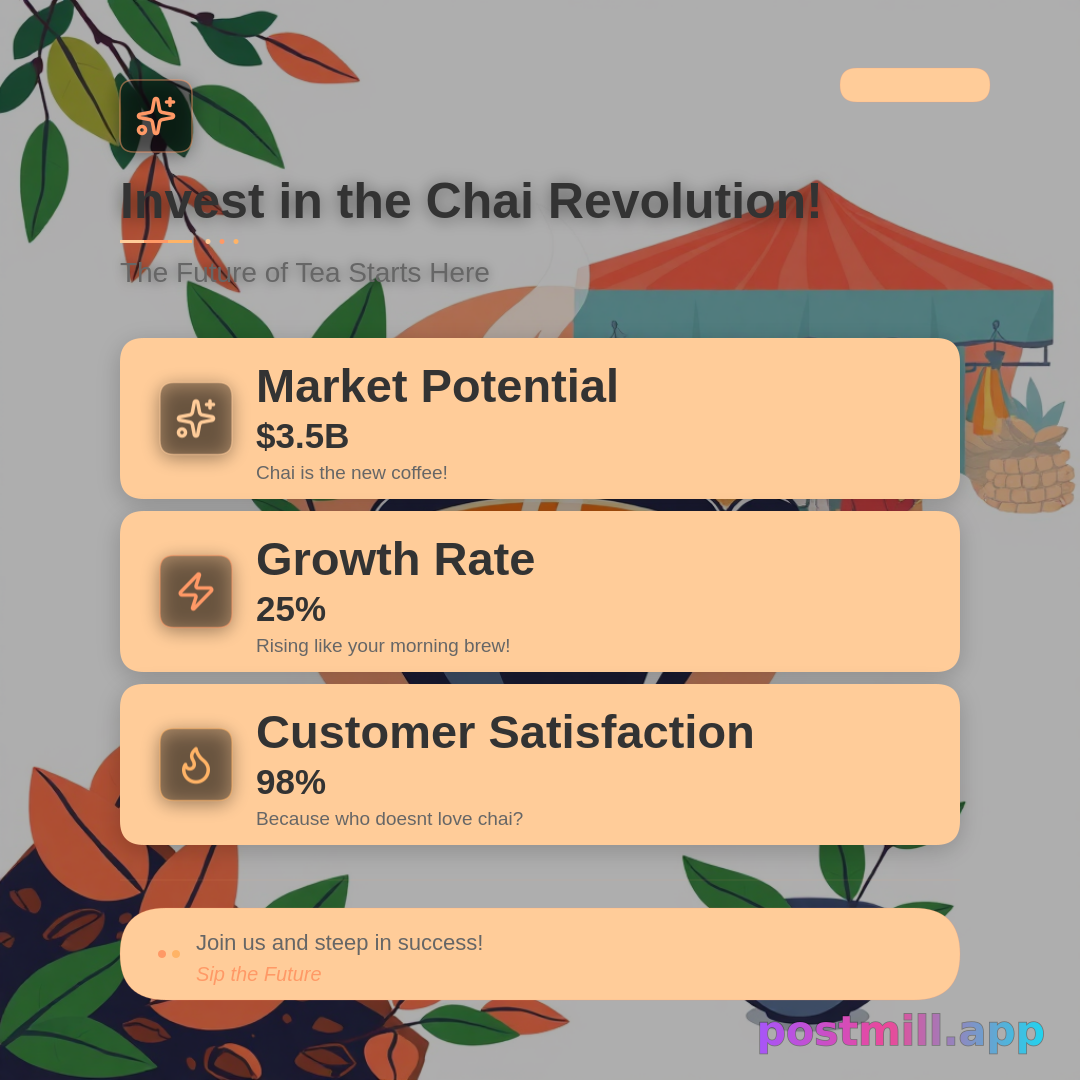 Create a Shark Tank pitch for my chai brand