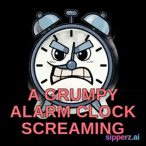 a grumpy alarm clock screaming at 6am