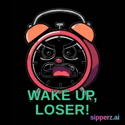 a grumpy alarm clock screaming at 6am