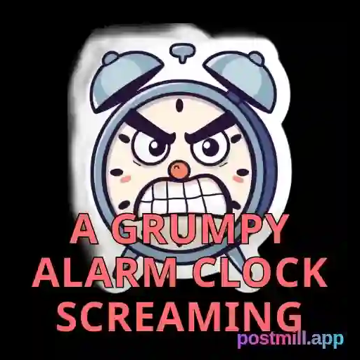 a grumpy alarm clock screaming at 6am