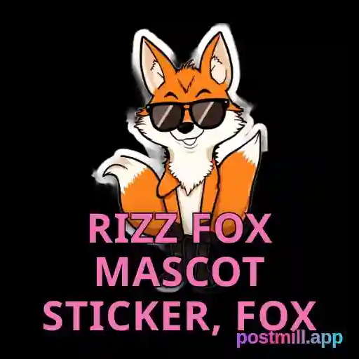 Rizz Fox mascot sticker, fox with delusional confidence and sunglasses, transparent background, Gen-Z humor
