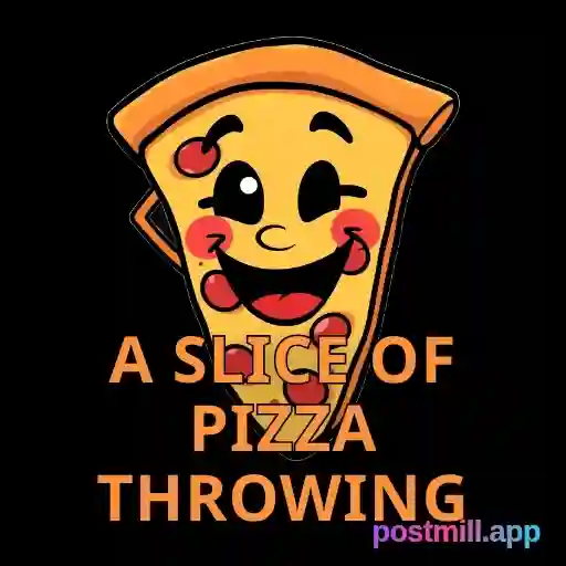a slice of pizza throwing up the deuces and winking