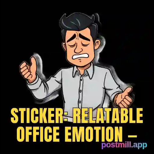 sticker: relatable office emotion — meeting could have been an email, exhausted employee, transparent