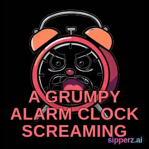 a grumpy alarm clock screaming at 6am