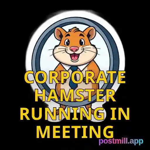 corporate hamster running in meeting wheel, runs faster, gets nowhere, animated sticker, transparent WebP