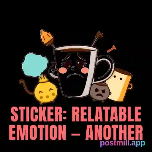 sticker: relatable emotion — another Monday dread, coffee and despair, transparent