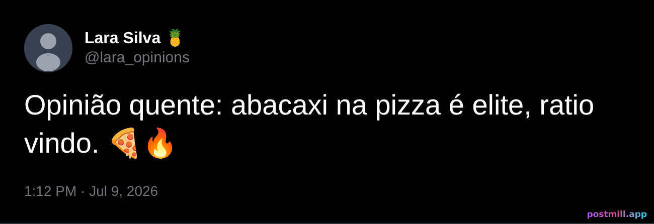 opinião quente: abacaxi na pizza é elite, ratio vindo