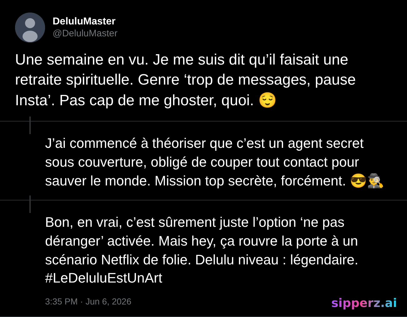 être delulu sur quelqu'un qui t'a laissé en vu une semaine