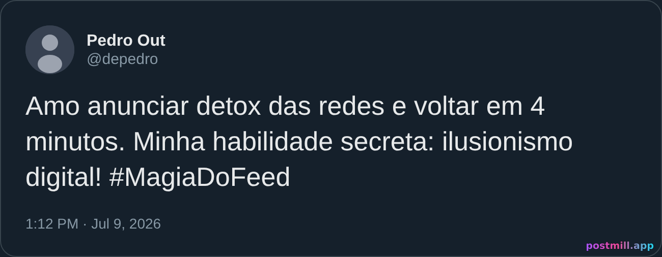 alguém anuncia detox das redes e posta de novo em 4 minutos
