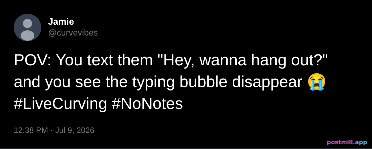 live-tweeting getting curved in real time, no notes